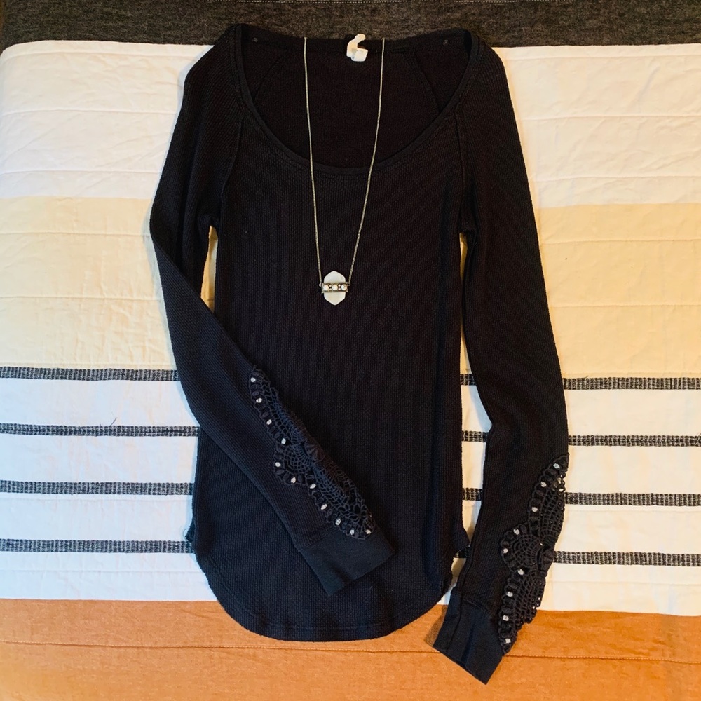 We The Free Thermal with Crochet Sleeves